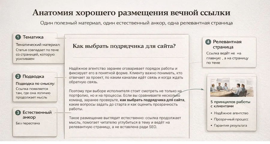 Как оформить ссылку внутри материала